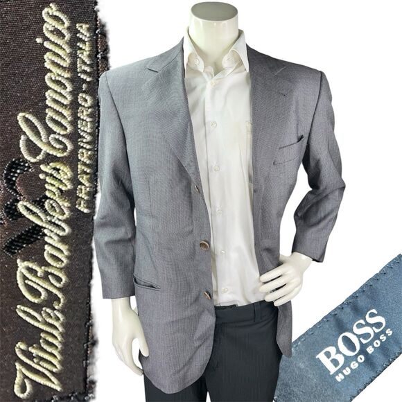 Hugo Boss Blazer Epstein Alpha Vitale Barberis Wool Birdseye 36R Super 100s - Picture 1 of 16